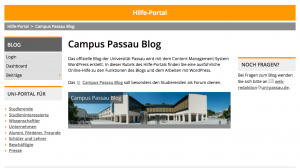 Hilfeseite des Campus Passau Blogs