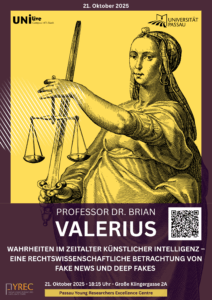 Plakat mit Ankündigung des Vortrags von Prof. Valerius aus der PYREC-Vortragsreihe Next Society